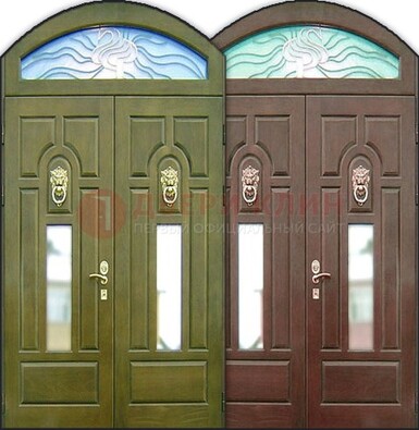 Стальная арочная дверь со стеклом ДА-17 для монолитного дома в Щелково