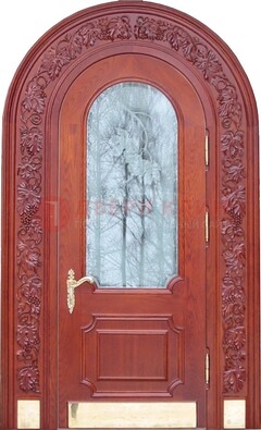 Толстая металлическая арочная дверь со стеклом ДА-20 в Щелково