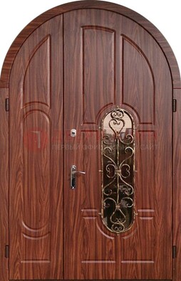Арочная двухстворчатая стальная дверь Винорит ДА-54 в Щелково
