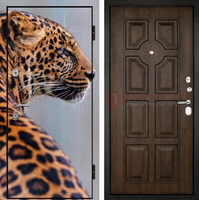 Металлическая дверь с фотопечатью леопарда ДФ-26 в Щелково