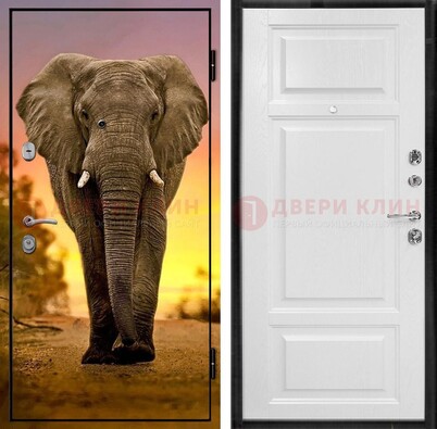 Металлическая дверь с фотопечатью слона ДФ-30 в Щелково