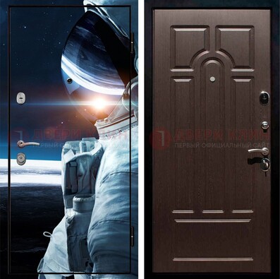 Стальная дверь с фотопечатью космонавта ДФ-4 в Щелково