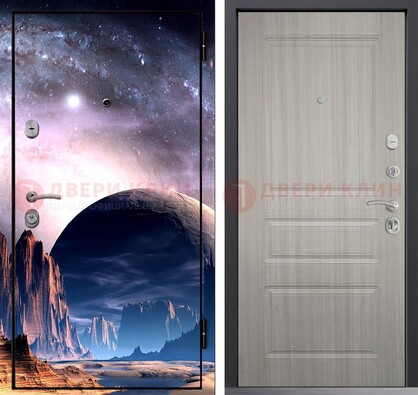 Железная дверь с фотопечатью космоса и планеты ДФ-50 в Щелково