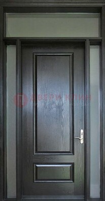 Черная металлическая дверь с фрамугами и стеклом ДФГ-24 в Щелково