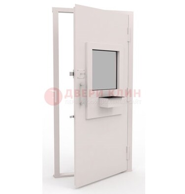 Белая металлическая дверь в кассу с нитроэмалью ДКС-4 в Щелково