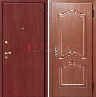 Красная металлическая дверь с ламинатом МДФ внутри ДЛ-8 в Щелково