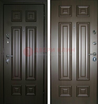 Темная металлическая дверь с МДФ ДМ-136 в квартиру в Щелково