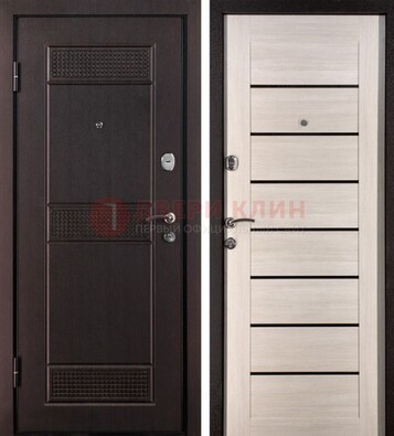 Темная стальная дверь с МДФ ДМ-147 для улицы в Щелково
