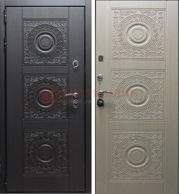 Темная стальная дверь с МДФ ДМ-161 для коттеджа в Щелково