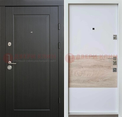 Черная металлическая дверь с белой МДФ внутри ДМ-230 в Щелково