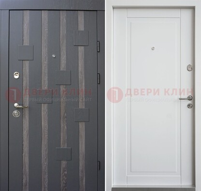 Темная металлическая дверь c белом МДФ внутри ДМ-231 в Щелково