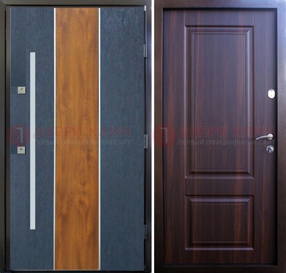 Современная входная дверь и с коричневой МДФ внутри ДМ-236 в Щелково