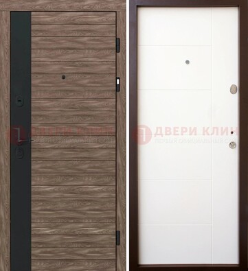 Коричневая входная дверь с черной вставкой МДФ ДМ-239 в Щелково