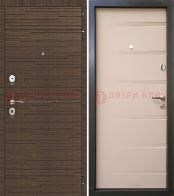Коричневая  железная дверь c фрезерованной МДФ ДМ-248 в Щелково