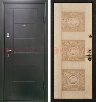 Темная железная дверь с МДФ в квартиру ДМ-344 в Щелково