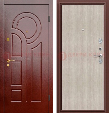 Красная металлическая дверь с МДФ панелями ДМ-368 в Щелково