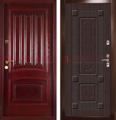 Красная стальная дверь с филенчатой МДФ ДМ-398 в Щелково