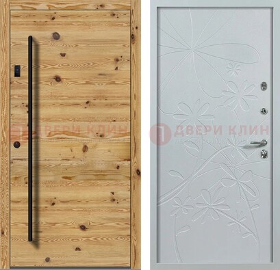 Металлическая дверь с МДФ в светлом цвете ДМ-412 в Щелково