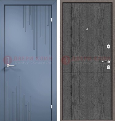 Синяя металлическая дверь МДФ в квартиру ДМ-434 в Щелково
