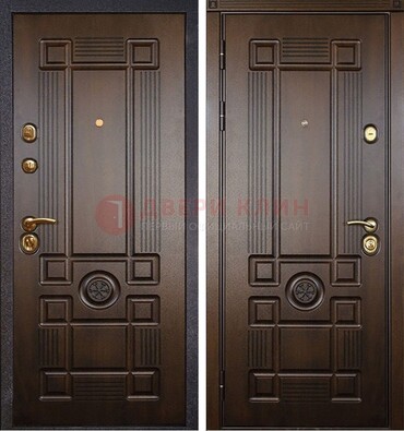 Квартирная коричневая железная дверь с МДФ ДМ-45 в Щелково