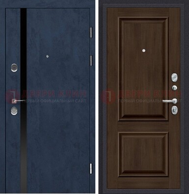 Синяя входная дверь МДФ с обеих сторон ДМ-473 в Щелково