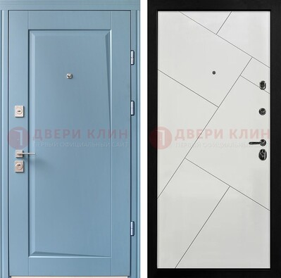 Синяя железная дверь с МДФ панелями ДМ-491 в Щелково