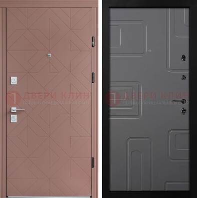 Красная стальная дверь в квартиру с МДФ хайтек ДМ-493 в Щелково