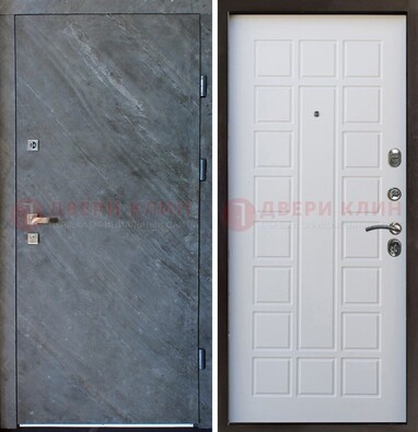 Железная дверь с МДФ серая и белая ДМ-505 в Щелково