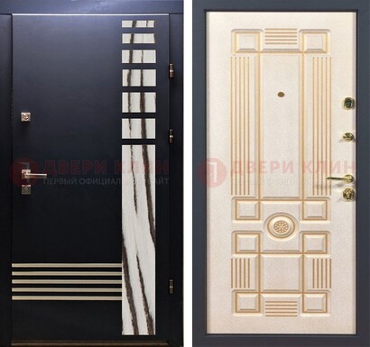 Черная железная дверь с МДФ панелями ДМ-510 в Самаре