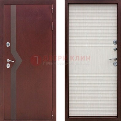 Бордовая металлическая дверь с порошковым напылением ДП-100 в Щелково