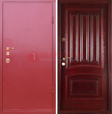 Красная металлическая дверь с порошковым напылением ДП-165 в Щелково
