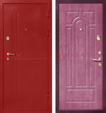 Красная входная дверь с порошковым напылением ДП-240 в Щелково