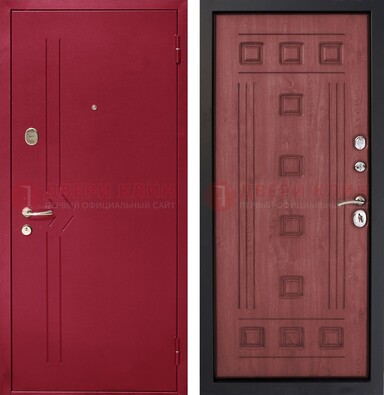 Красная железная дверь с порошковым напылением ДП-242 в Щелково