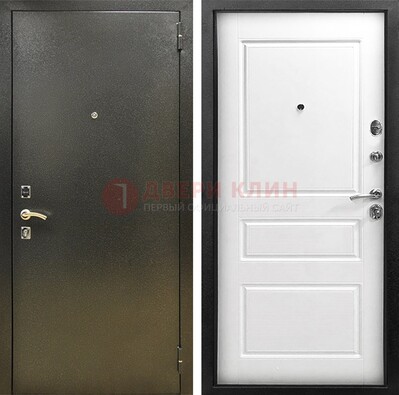 Входная дверь Темное серебро с порошковым напылением и белой МДФ ДП-272 в Щелково