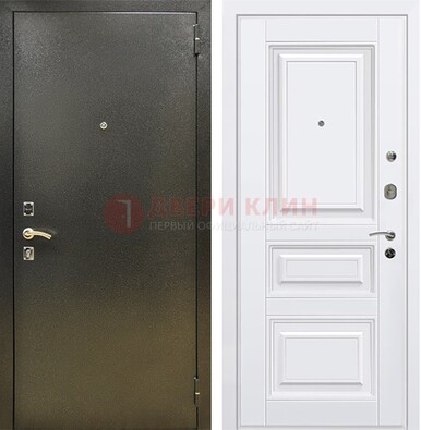 Железная темно-серая дверь с порошковым напылением и белой МДФ ДП-274 в Щелково