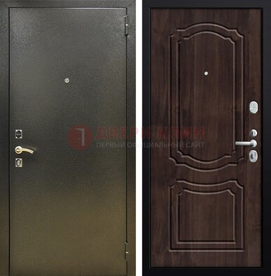 Темно-серая железная дверь с порошковым покрытием и коричневой МДФ ДП-288 в Щелково