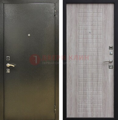 Железная темная дверь с порошковым покрытием и филенчатой МДФ ДП-297 в Щелково