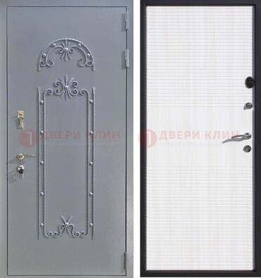 Серая входная дверь с порошковым покрытием ДП-67 в Щелково