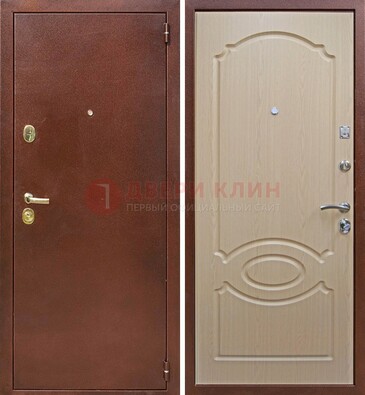 Коричневая металлическая дверь с порошковым окрасом ДП-76 в Щелково
