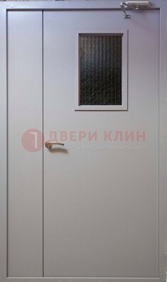 Белая железная подъездная дверь ДПД-4 в Щелково