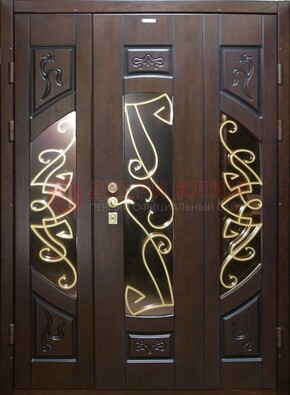 Парадная дверь со стеклом и ковкой ДПР-1 в каркасный дом в Щелково