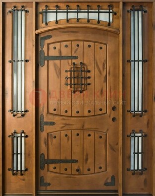 Парадная дверь с коваными элементами ДПР-68 в коттедж в Щелково