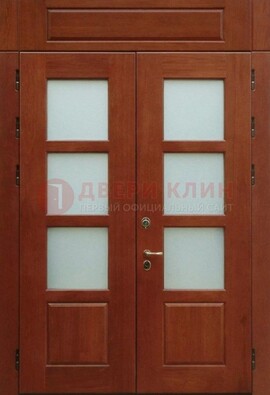 Металлическая парадная дверь со стеклом ДПР-69 для загородного дома в Щелково
