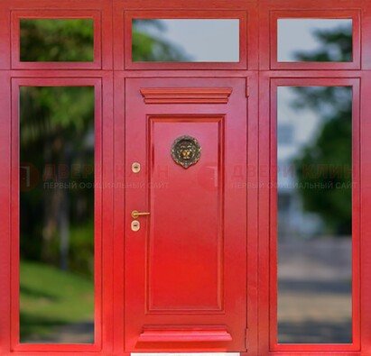 Красная парадная дверь для частного дома ДПР-88 в Щелково