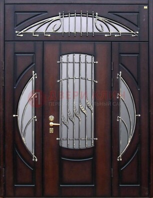 Парадная дверь со стеклянными вставками и ковкой ДПР-9 для улицы в Щелково