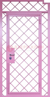 Розовая металлическая решетчатая дверь ДР-15 в Щелково