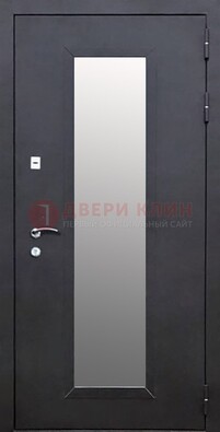 Черная стальная дверь порошок со стеклом ДС-33 в Щелково
