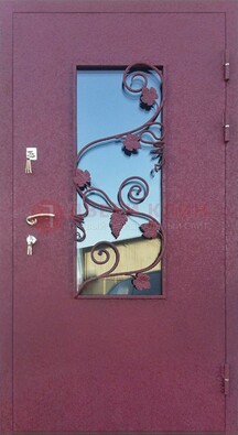 Железная дверь Порошок со стеклом и ковкой лозы ДСК-220 в Щелково