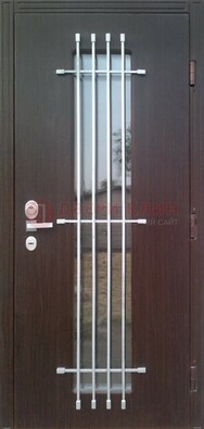 Современная стальная дверь с Виноритом стеклом и ковкой ДСК-262 в Брянске