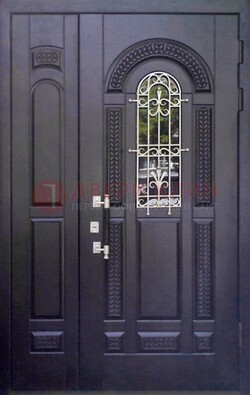 Входная дверь Винорит со стеклом и ковкой с узором ДСК-270 в Щелково